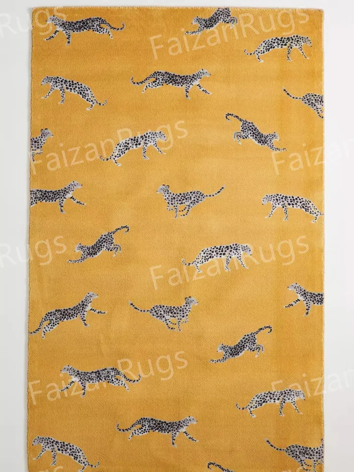 8x10 Cheetah Animal Classic Handmade 100% Wool Rugs Carpets, Handmade Carpet For Living Room, Dining Room, Hallway, Multiroom Carpets