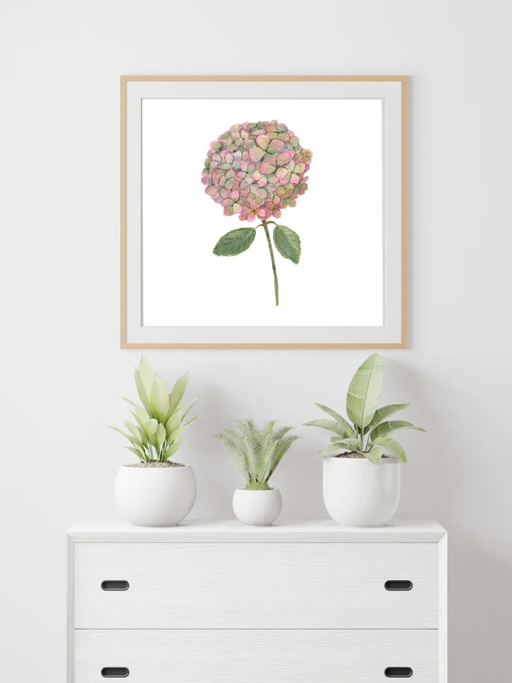 Hydrangea Flower Watercolor Poster Floral Painting Minimalist Wall Art Printable Artwork Botanical Painting Hydrangea Art Hydrangea decor