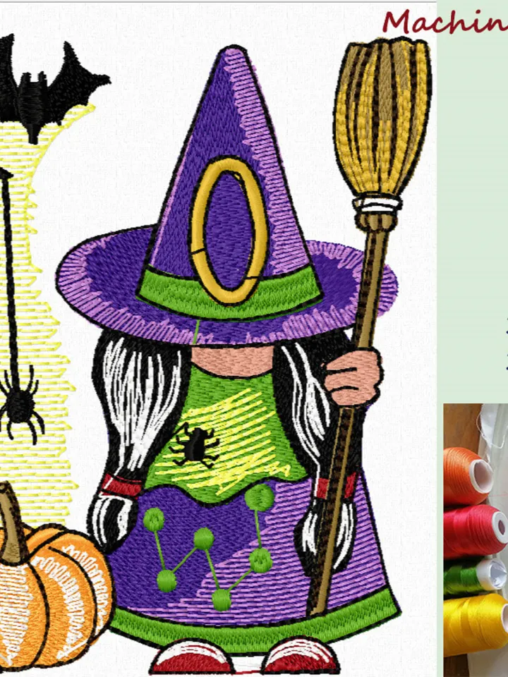 Witch 3 Sizes Embroidery Design