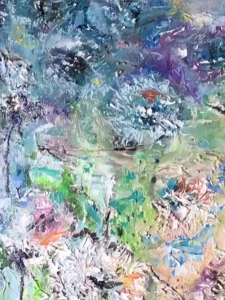 Dandelions abstract oil painting,original oil painting on stretched canvas,textured background.