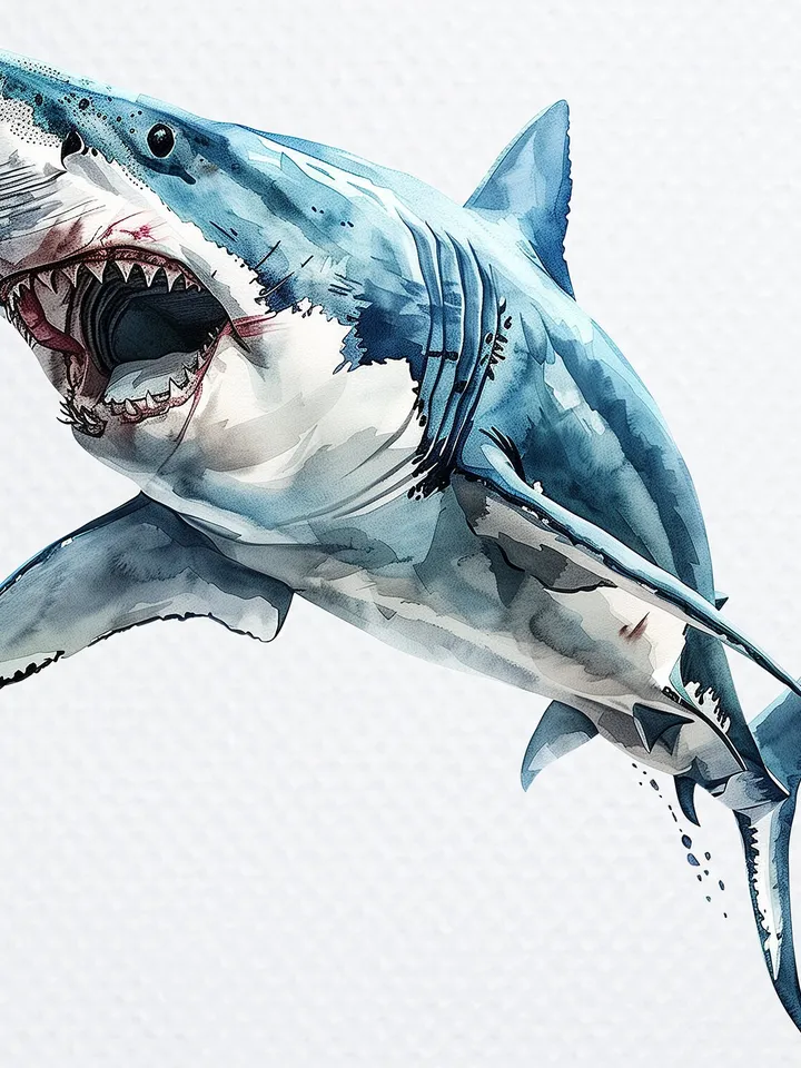10 PNG Angry Shark Bundle, Watercolor White Shark Clipart, Printable Angry Shark images for sublimation, Paper craft, junk journal