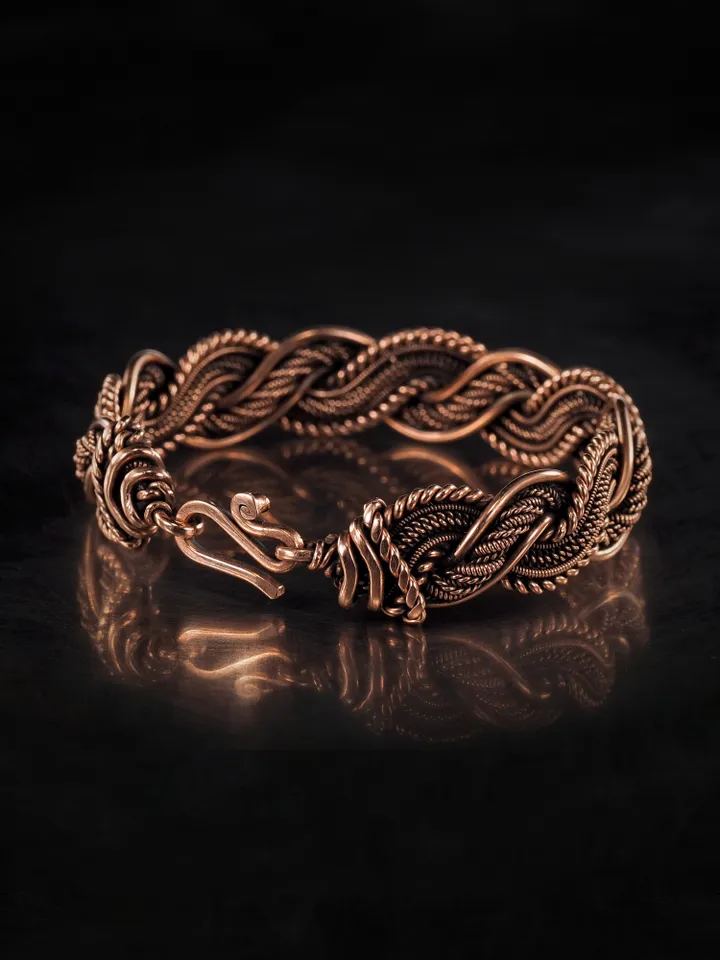 Copper wire wrapped bracelet for woman 7th Anniversary gift Small size bracelet