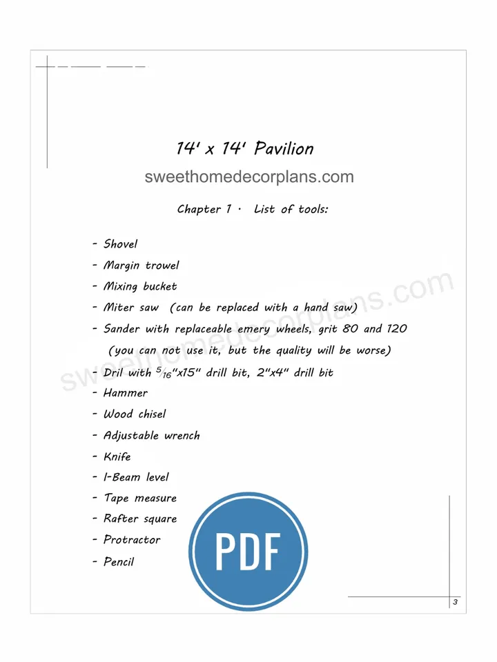 Diy 14 x 14 Gable Pavilion Plans in pdf. Square outdoor pavilion gazebo plans. Carport plans. Diy backyard wooden pavilion plans for outdoor.