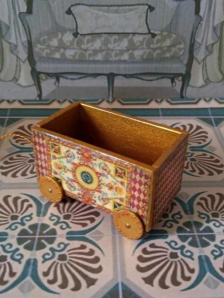 Trolley for dollhouse. Doll toy.1:12 scale.