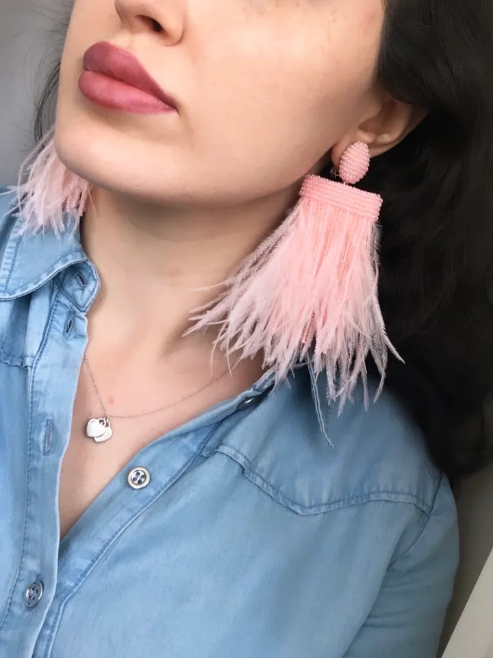 Feathers Beaded Earrings clip-on