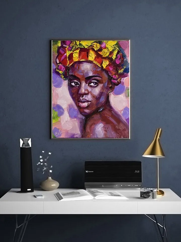 African American Woman 油畫原作 Original Painting Portrait Woman Oil Artwork
