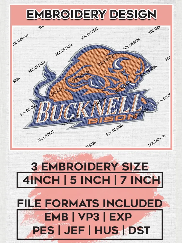 Bucknell Bison Mascot Logo Machine Embroidery Design, NCAA Bucknell Bison Embroidery Design Design files, NCAA Embroidery Designs, NCAA Machine Embroidery Designs, Digital Download