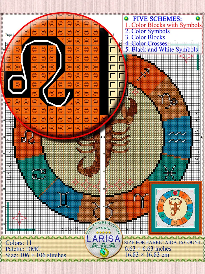 Scorpio Cross Stitch Pattern | Scorpio Zodiac Sign