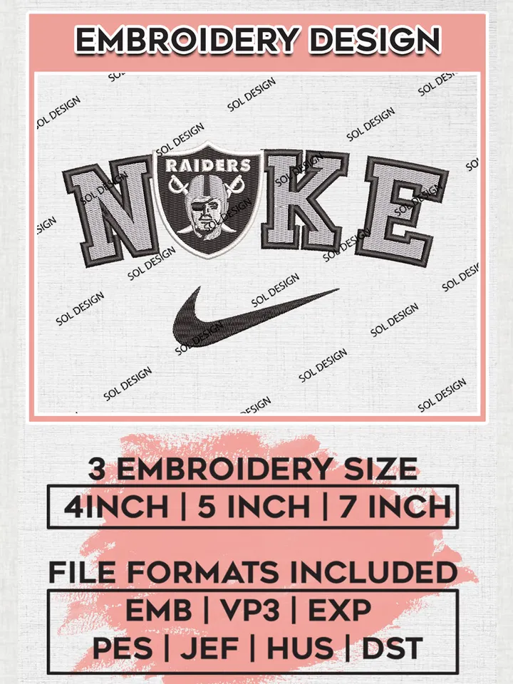 Nike Las Vegas Raiders Embroidery Design Files, NFL Raiders Embroidery Designs, NFL Embroidery Designs, NFL Las Vegas Raiders Machine Embroidery Design, Digital Download