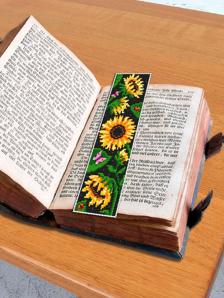 Flower bookmark sunflower cross stitch pattern download PDF Handmade bookmark digital PDF Floral cross stitch chart, Sunflower pattern #B196
