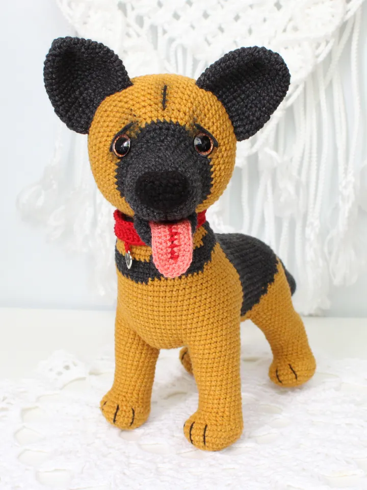 Shepherd dog crochet pattern PDF in English Realistic puppy Amigurumi toy German shepherd