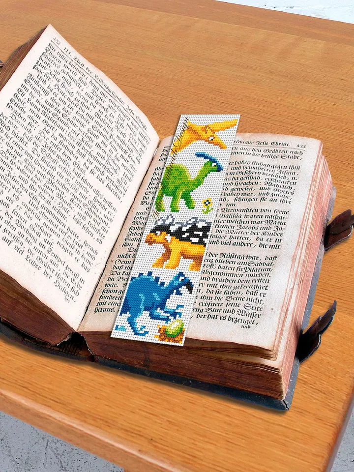 Dinosaur bookmark cross stitch pattern PDF download Baby dinosaur cross stitch chart, Bookmark pattern digital PDF, Dinosaur gifts #B279