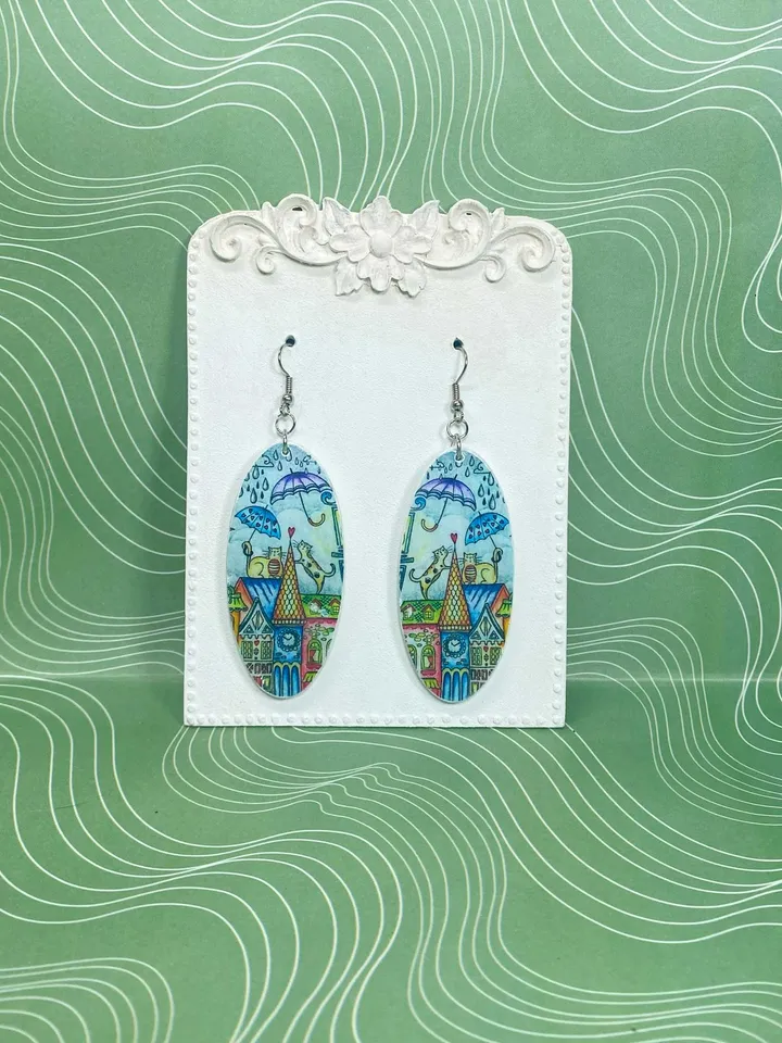 Earrings with cats. Interesting design of summer earrings. Handmade.