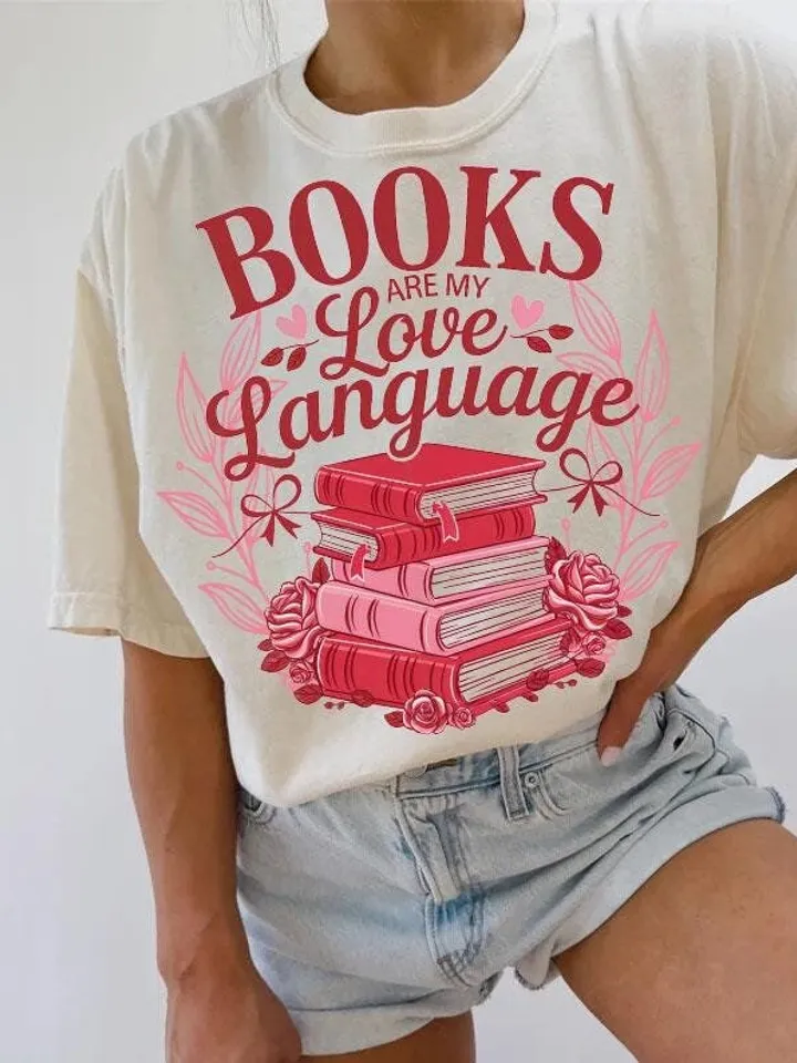 Valentine Book Lover  PNG, Books Are My Love Language Png, Bookish Png, Retro Bookworm Png, Sublimation Design Gifts for Valentine Shirt