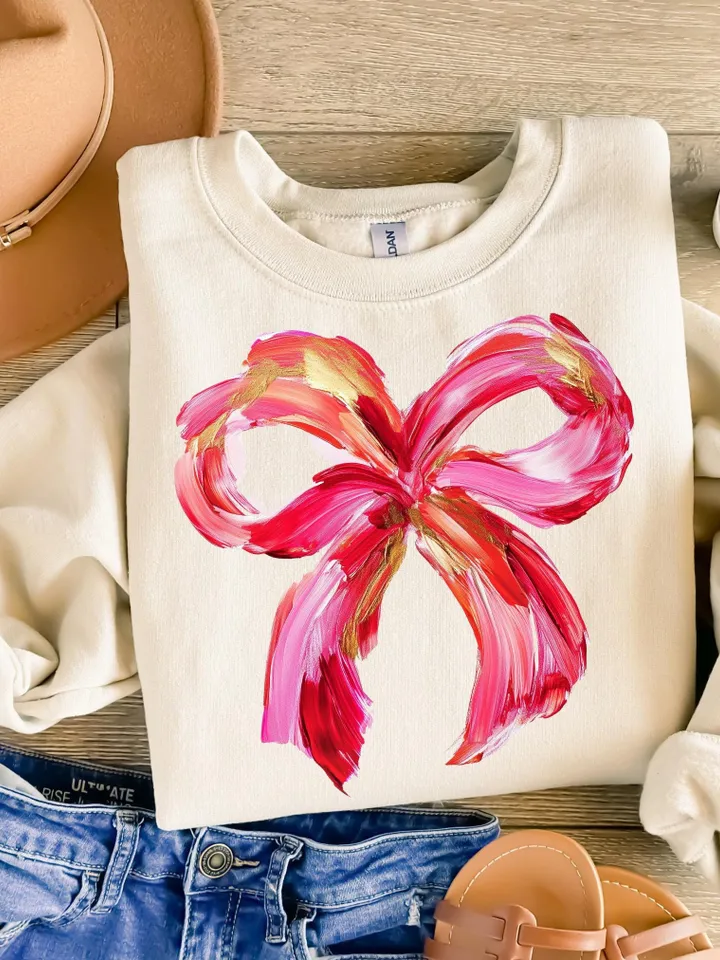 Valentines Day Coquette Bow PNG, Valentine Brushstroke Png, Valentines Day Sublimation Design, Coquette Valentine Png, Trendy V-day Png