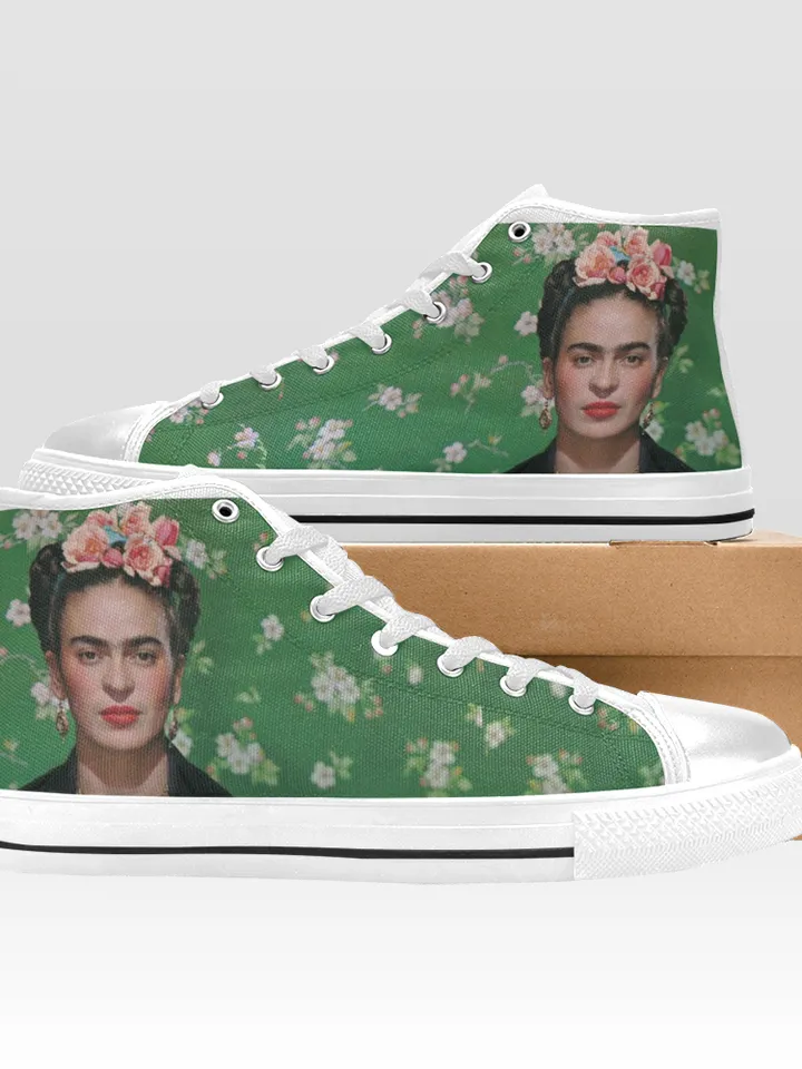 Frida Kahlo Shoes, High-Top Sneakers, Handmade Footwear