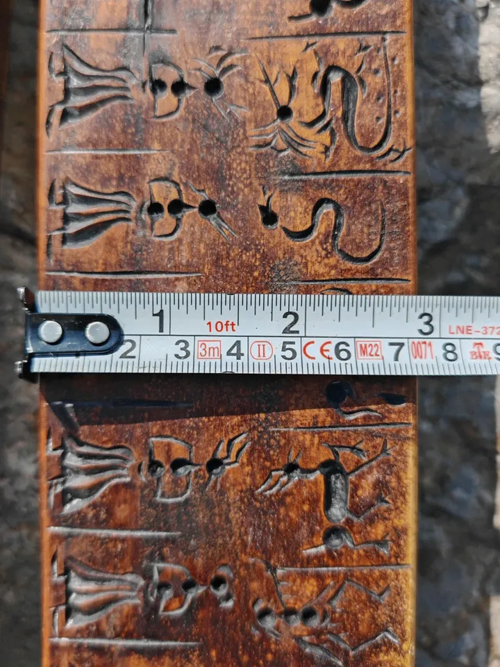 Gandhanra Antique Tibetan Buddhist Zanpar Wooden Mold Stick,Dharma Ritual Plate,Intricately Carved Esoteric Ritual Objects and protectors