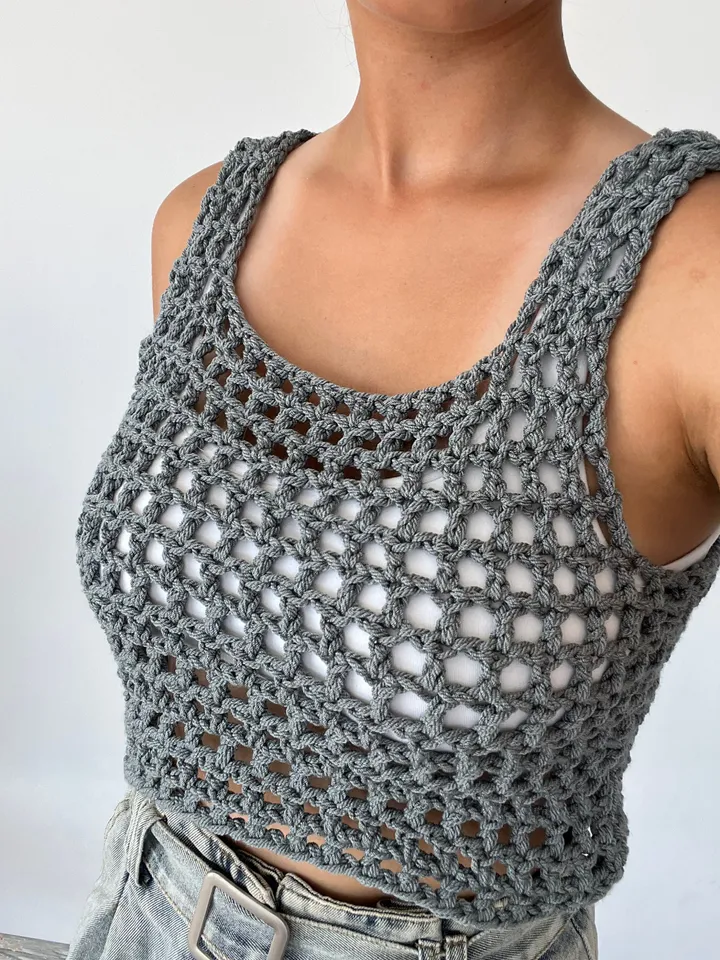 Mesh top, crochet top, top pattern, beginner top, beginner pattern , PDF