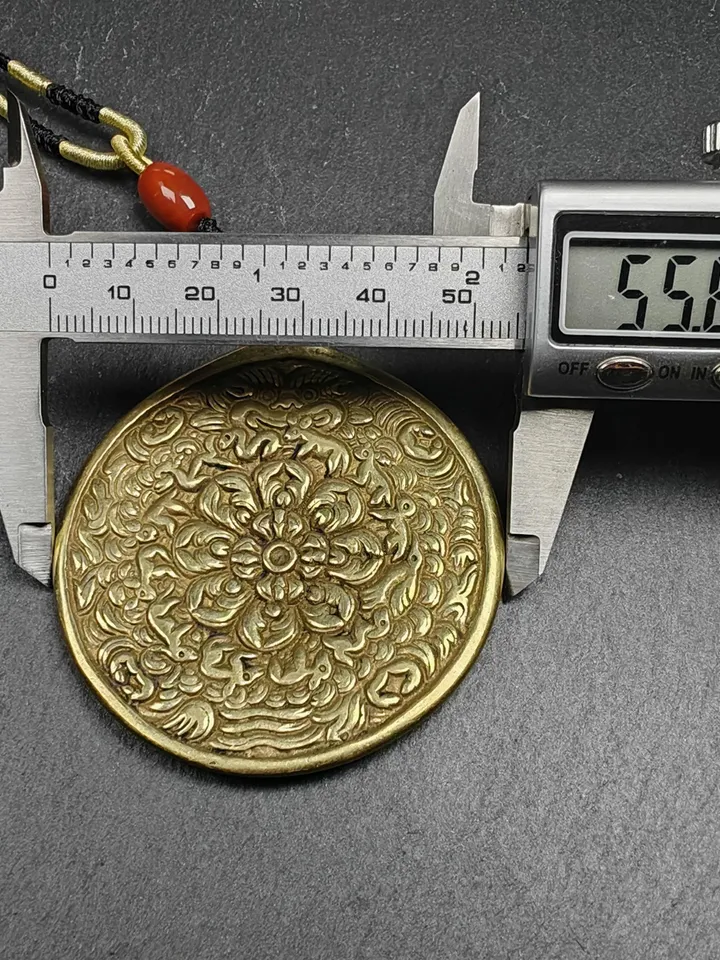 Gandhanra Tibetan Buddhist Mandala Flower Amulet Melong Mirror Pendant | Tibetan Calendar Badge | Handmade 55mm Feng Shui Protective Charm