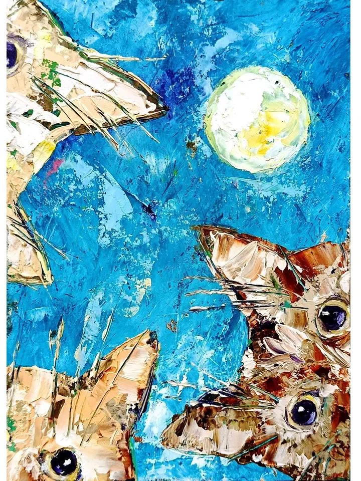 Cat Painting Animal Eyes Original Art Cat Lover Artwork Spring Gifts for Her Personalized Gifts by ArtProkopaloSv 7x5