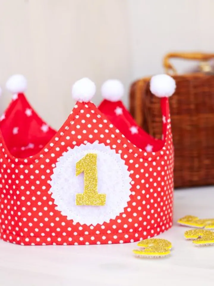 Baby Crown, Red Play Crown, Pretend Play Crown, Party Hat, 1st Birthday Crown