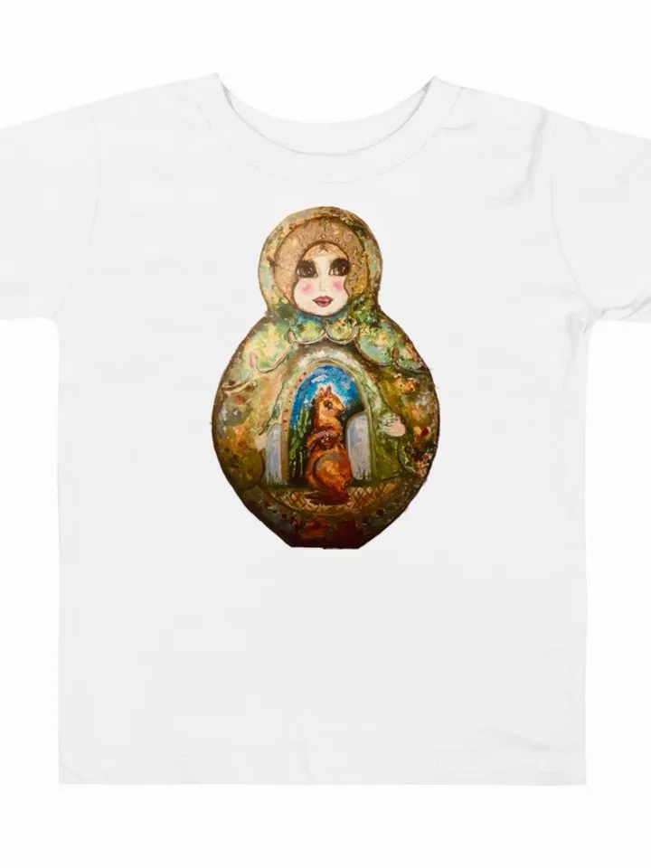 Russian doll Women’s basic organic t-shirt,unique design made from my original mix media painting ,matryoshka gifts.