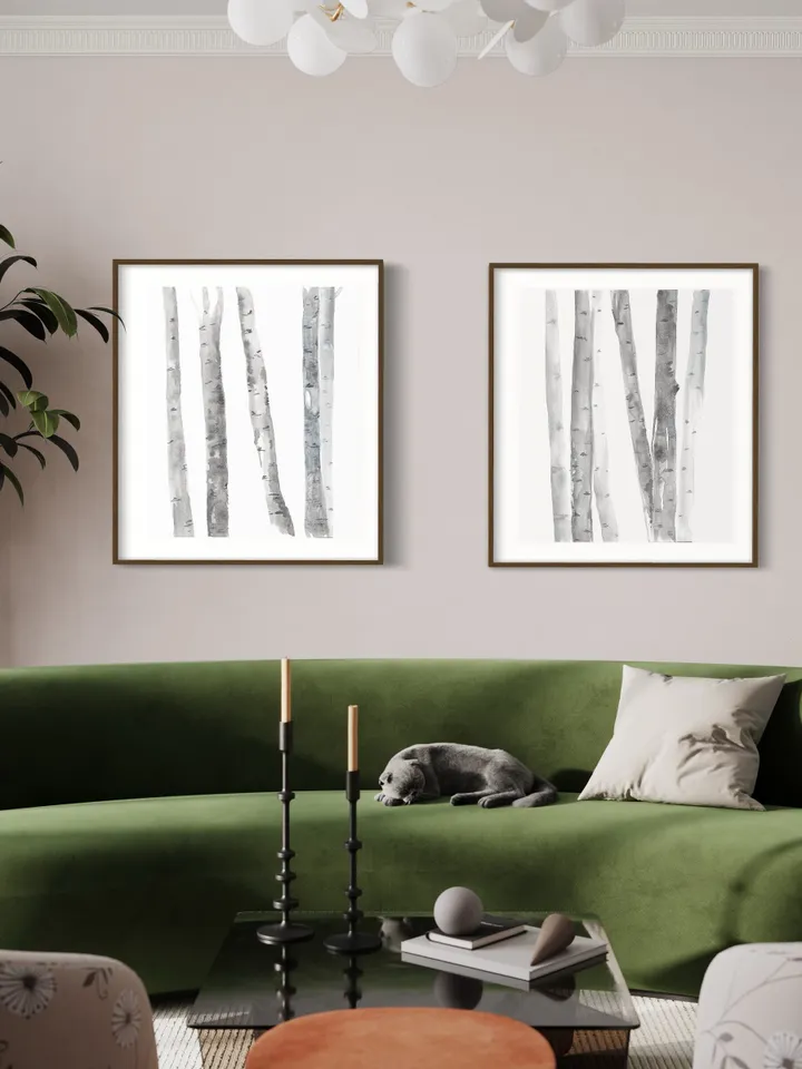 Birch Trees Art Birch Tree Painting Forest Print Set Modern Rustic Decor Black White Print Abstract Birch Tree Birch Wall Decor Tree Poster