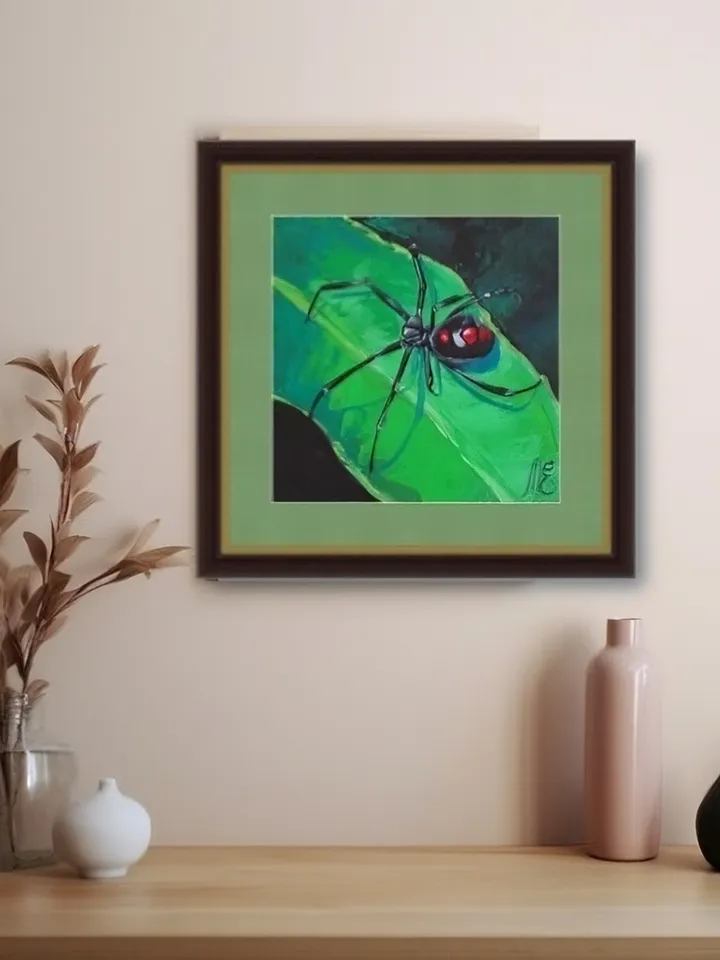 Original Oil Painting Black Widow Spider