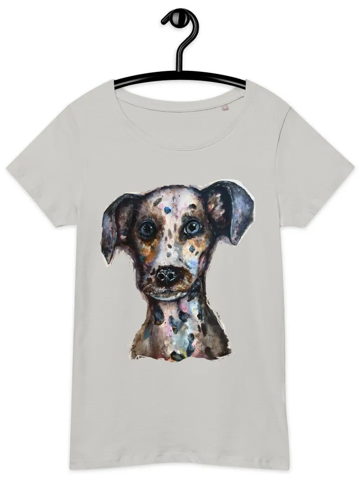 Dalmatian Women’s basic organic t-shirt made with my original watercolor painting,dog lovers wearable gifts,women soft cotton t shirts