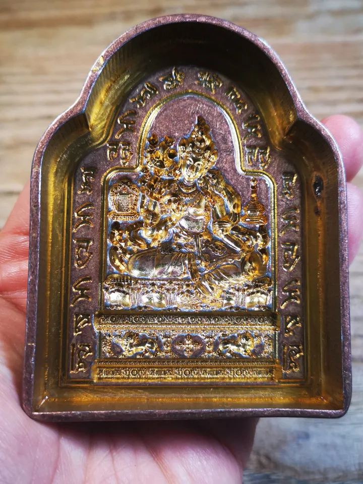 Gandhanra Tibetan Buddha Statue Tsa Tsa Mold,Green Tara with Mantar,Copper Mould For Making Clay Buddha Statue,Tsha Tsha