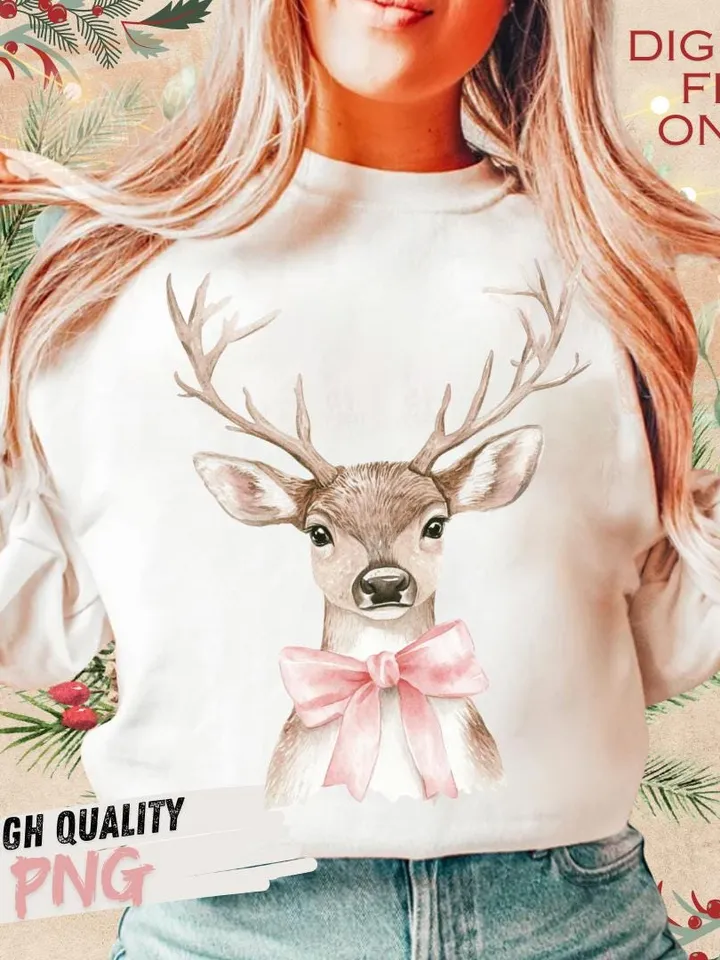 Coquette Reindeer,Christmas png,Christmas designs,Pink Christmas png,Christmas sublimation,Retro Holidays png,Holiday vibes png,Girly