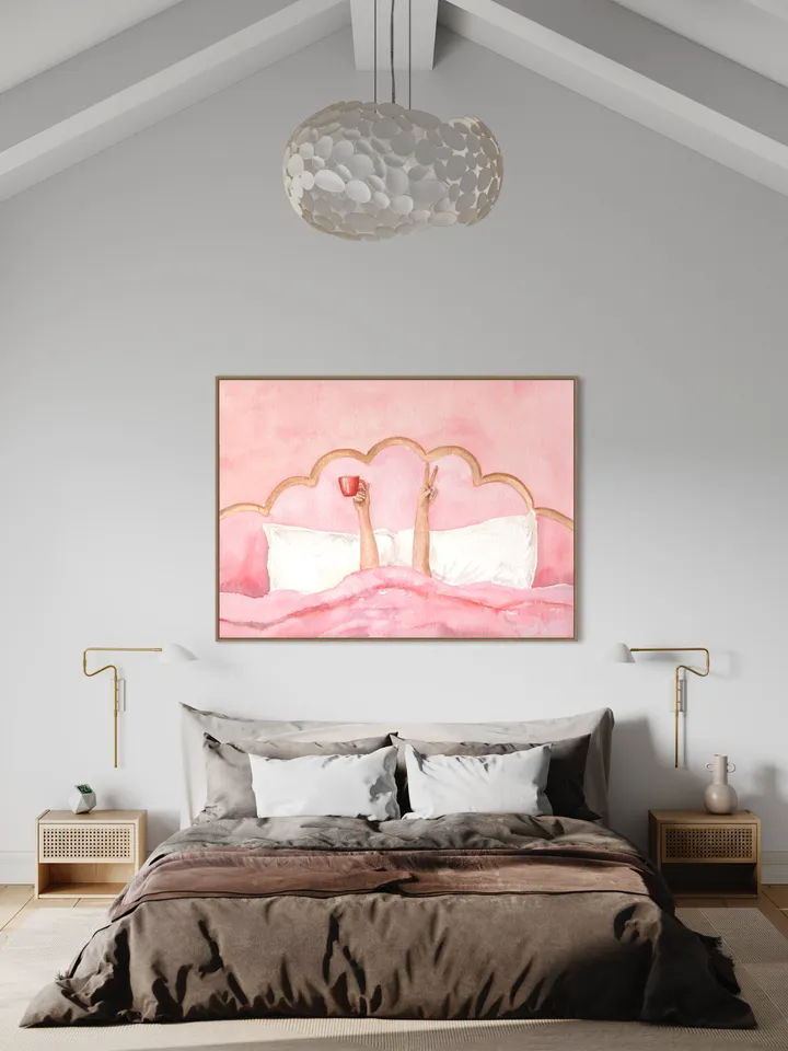 Pink Feminine Watercolor Painting Poster, Pink Girls Room Wall Art, Boho Apartment Decor, Pink Aesthetic, Bar Cart Decoration, Preppy Art