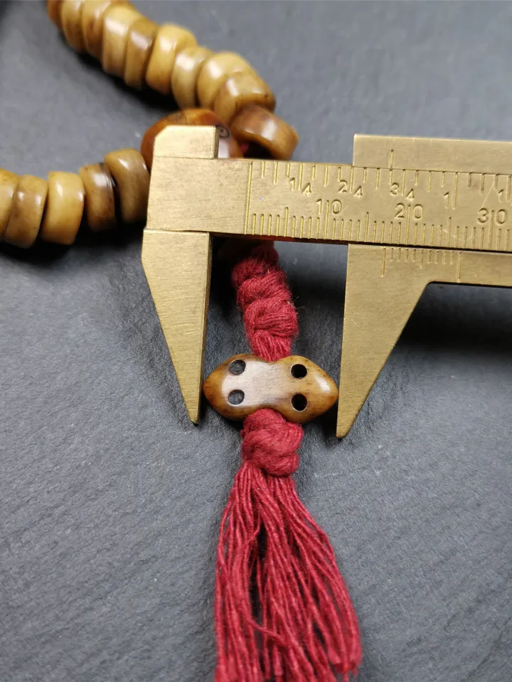 Gandhanra Original Tibetan Yak Bone Mala,Prayer Beads Necklace, Unique Wave Shape Beads,0.4"