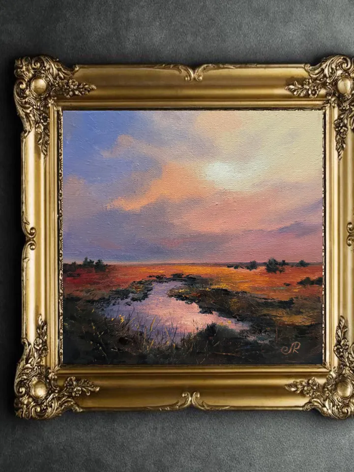 Sunset Oil Painting Original Art Sunset Landscape Painting