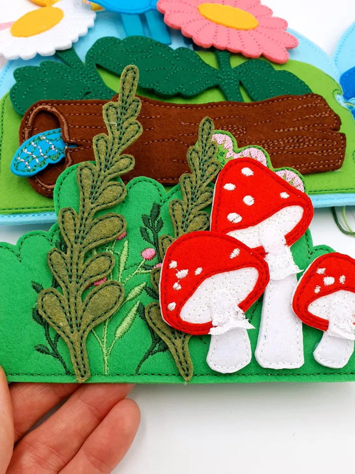 Insect Quiet Book ITH Embroidery Design Set, Felt Bug Activity Book Pattern, Mini Nature Learning Toy, 5x7 Hoop Download