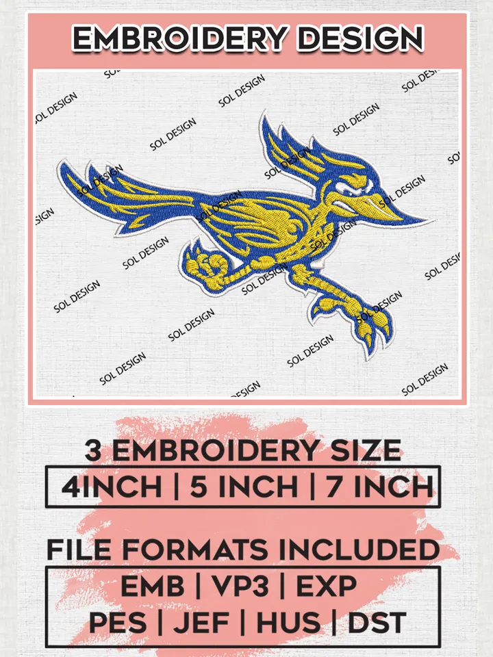 NCAA Cal State Bakersfield Roadrunners Team Mascot Logo Embroidery Design Files, NCAA Cal State Bakersfield Roadrunners Machine Embroidery, NCAA Teams, Game Day, 3 sizes, NCAA Machine embroidery designs, Digital Download