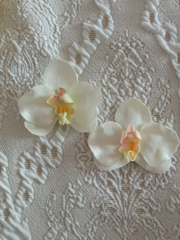 2 handmade orchid brooches on pin/ flowers brooches/ women's accessories/ women's jewellery/gift for her/mother Day gift