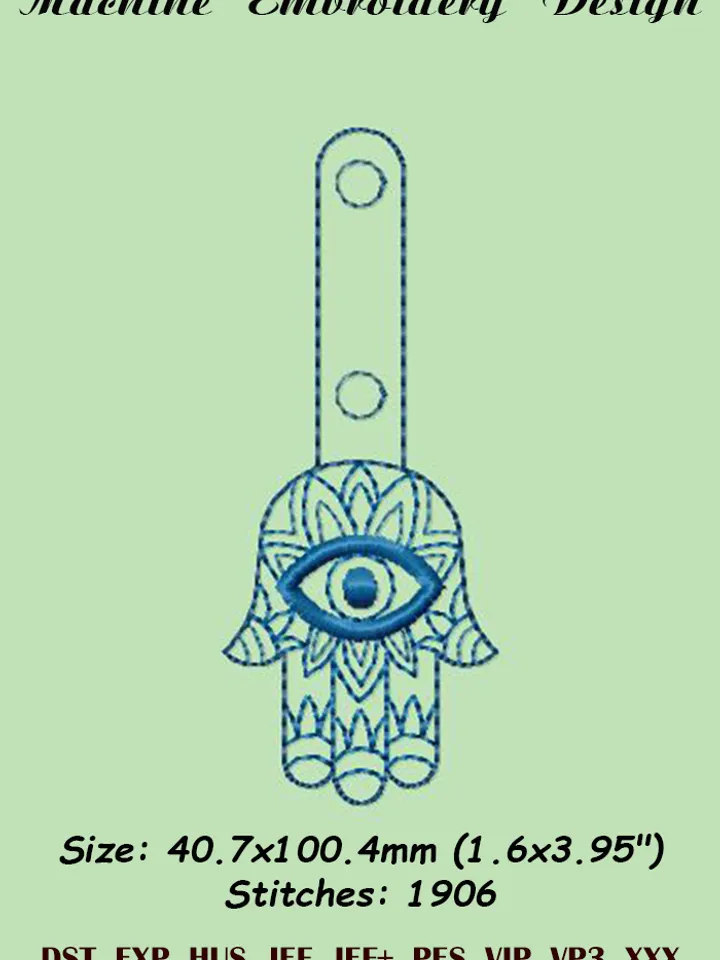 Hamsa Hand ITH Keychain embroidery design