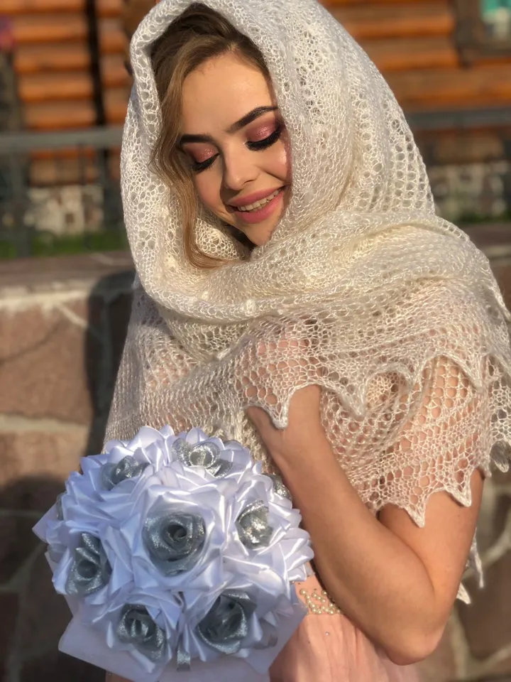 Handmade shawls and wraps, Bridesmaid shawl ivory, Crochet wool shawl,Prayer shawl for women,Mom gift from daughter
