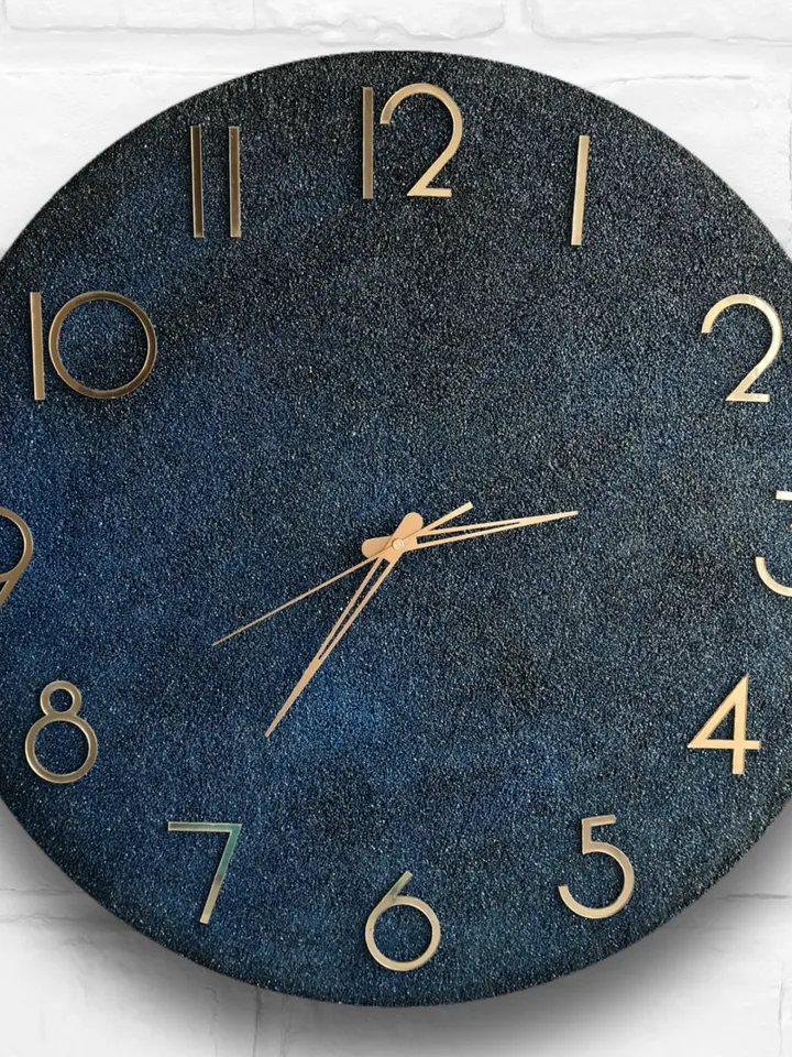 Large wall clock 23 inch, Marble wall clock, Custom wall clock, Silent wall clock