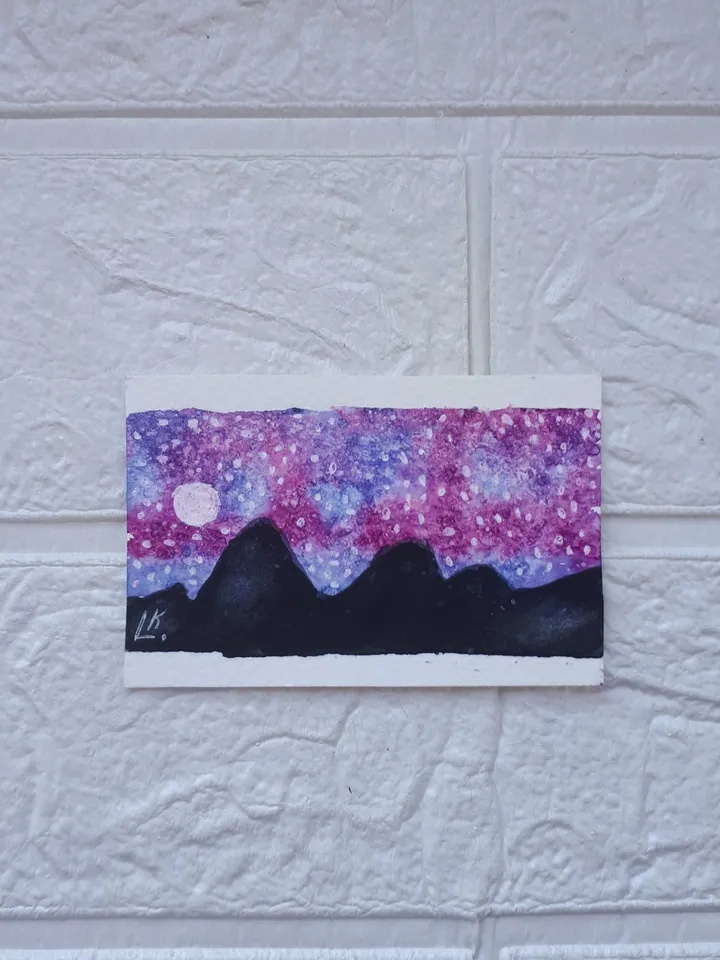 Original Three ACEO Art  Cards, ACEO Painting,  Mountains Art Forest Landscape and Flowers Watercolor