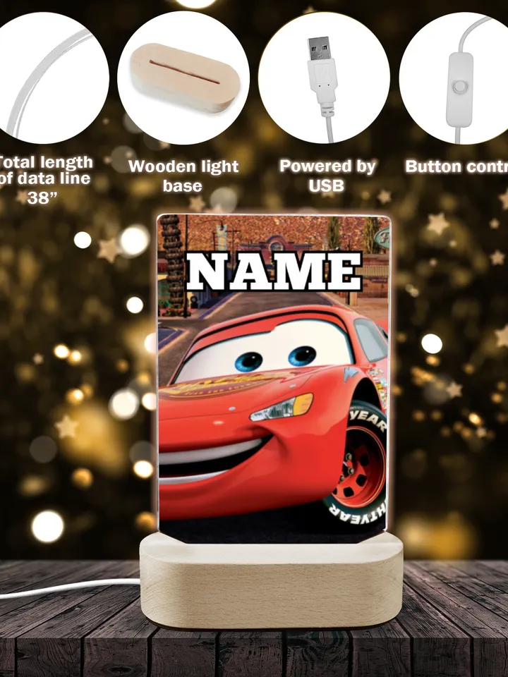 Lightning McQueen Cars Light, Custom NAME