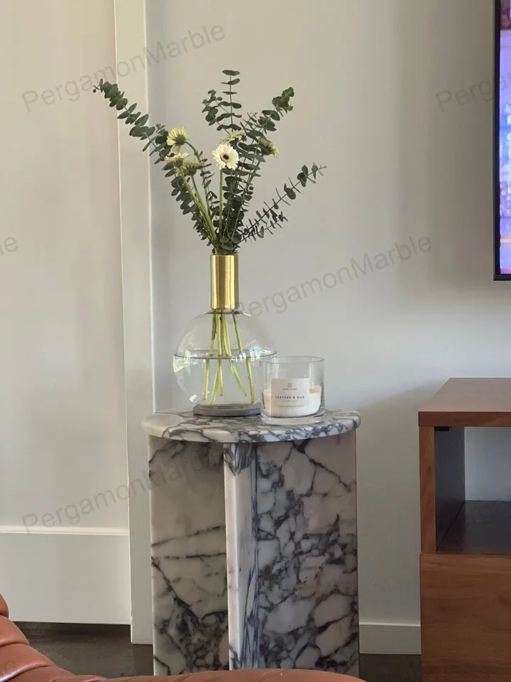 Calacatta Viola Marble side table, end table,nightstand italian marble 100% Handmade Product