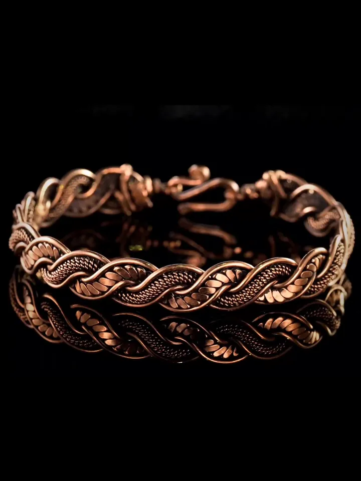 Woven copper wire bracelet Antique style handcrafted copper jewelry Unique gift