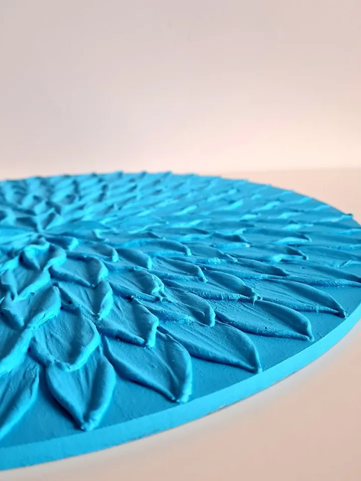 Unique textural wall decor Handmade living room wall art Round decor for bedroom