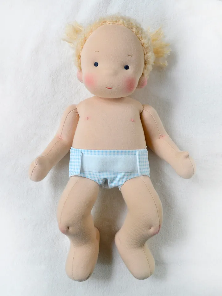DIY Waldorf Baby doll 14 inch (36 cm) tall. PDF sewing pattern and tutorial. Patterns of doll clothes as bonus!