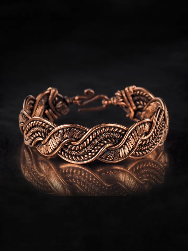 Copper wire wrapped bracelet for woman 7th Anniversary gift Small size bracelet