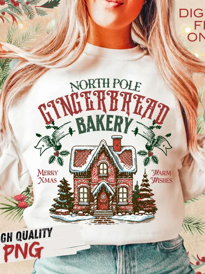 Gingerbread Christmas PNG, Christmas png, Retro Christmas png, Christmas Shirt, Gingerbread Png, Sublimation Designs, Christmas Sublimation
