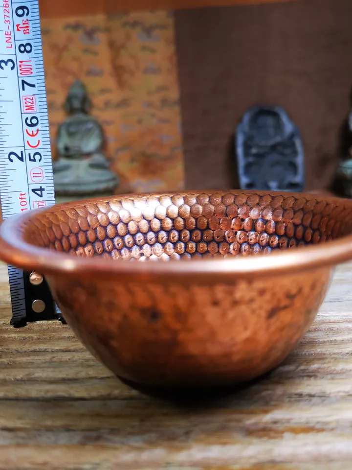Gandhanra Handmade Tibetan Buddhist Water Offering Bowls,Yonchap Bowls,Made of Red Copper,1 Set of 7 Bowls