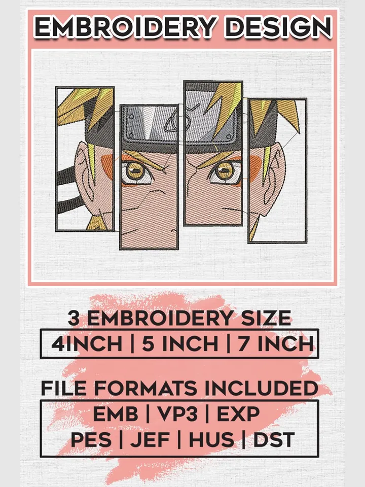 Uzumaki Naruto Embroidery Designs, Naruto Logo Embroidery Files, Naruto Machine Embroidery Pattern, Digital Download EMB_ANIME_268